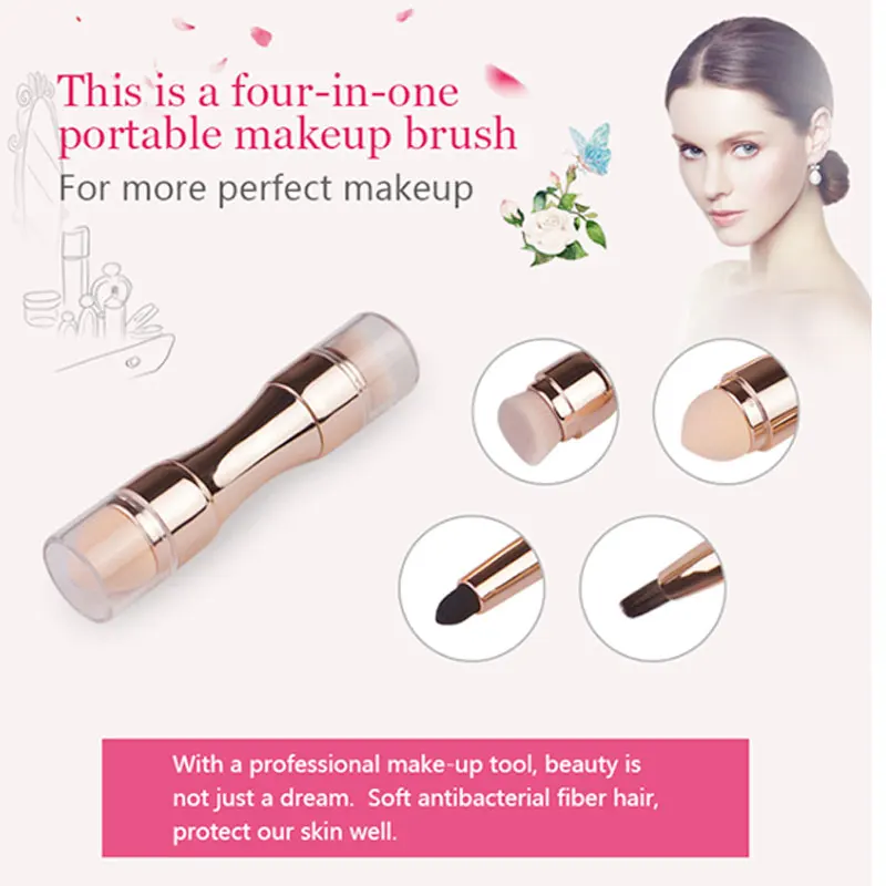 Recommend 4 In 1 Makeup Brush Eyeshadow Contour Foundation Lip Blush Smudge Brush Portable Cosmetic Brush