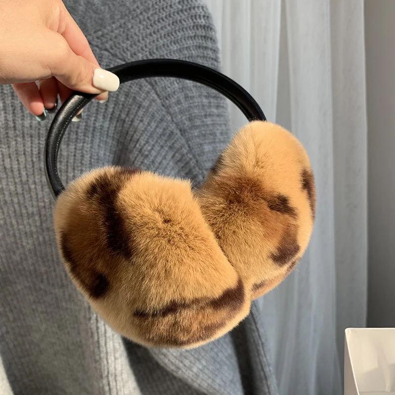 Rex Rabbit Fur Earmuff Women\'s Autumn and Winter Warm Earmuffs Earmuff Real Fur Ear Cover Ear Warmer Ear Muffs Winter