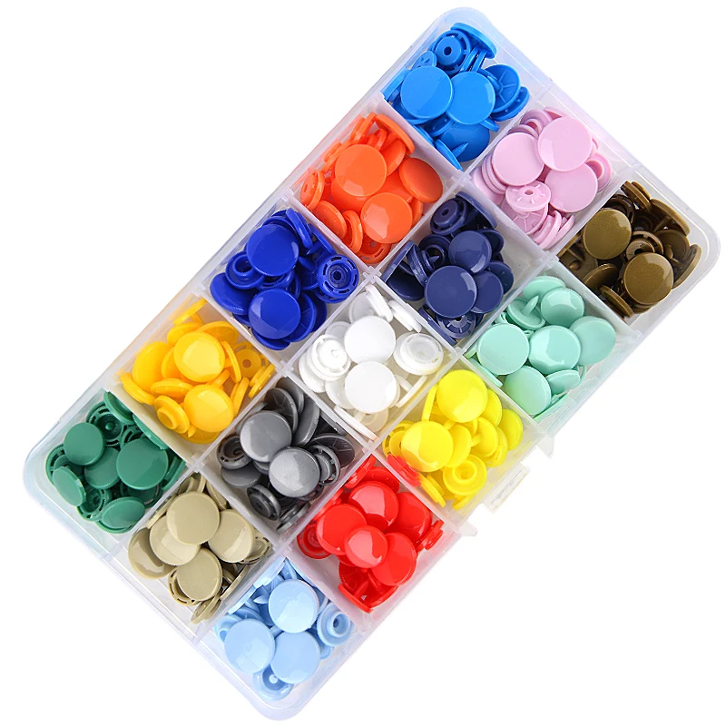 MIX 15 Colors Glossy KAM Snaps Fastener Resin SnapButtons T8 Caps 14mm 75 Sets Plastic BoXx packing separately