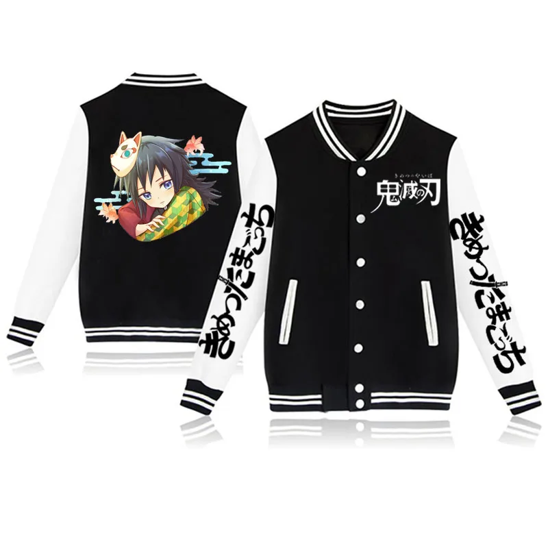 2021 New Top Fashion Character Loose Pilot Jacket Fall Baseball Uniform Casual Demon Slayer Printed Female Jacket