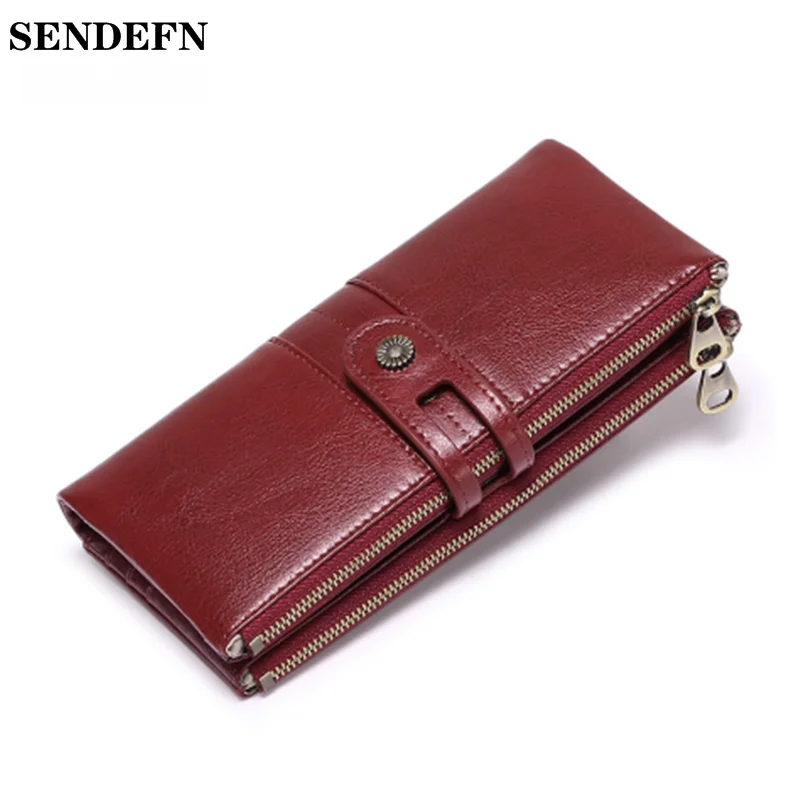 Sendefn Women wallet RFID Long clutch bag Cowhide multifunctional large-capacity wallet women card wallet portefeuille femme