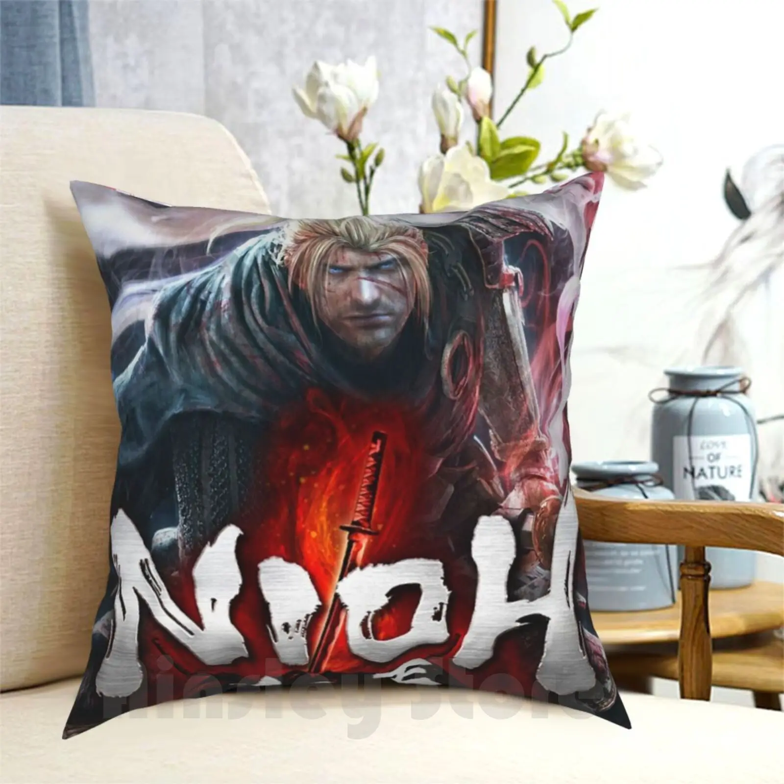 Funda de almohada Nioh impresa para el hogar, almohada suave Nioh Dark Souls, videojuegos, Bloodborne, Yokai Sekiro Soulsborne