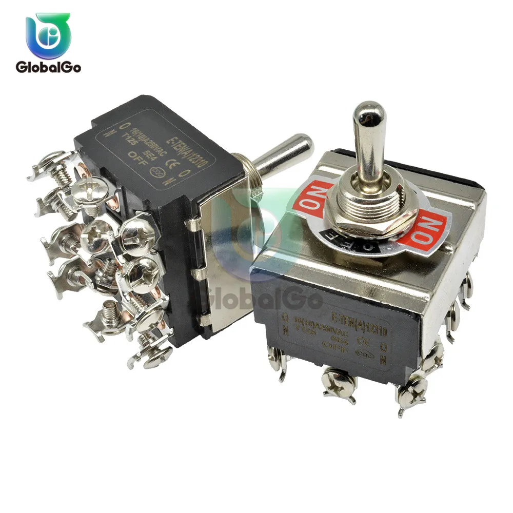 12pin Mini Toggle Switch Single Pole Double Throw SPDT ON-ON ON-OFF-ON Shaking Head Rocker Switches E-TEN(A)12310 12210 36.8*33M