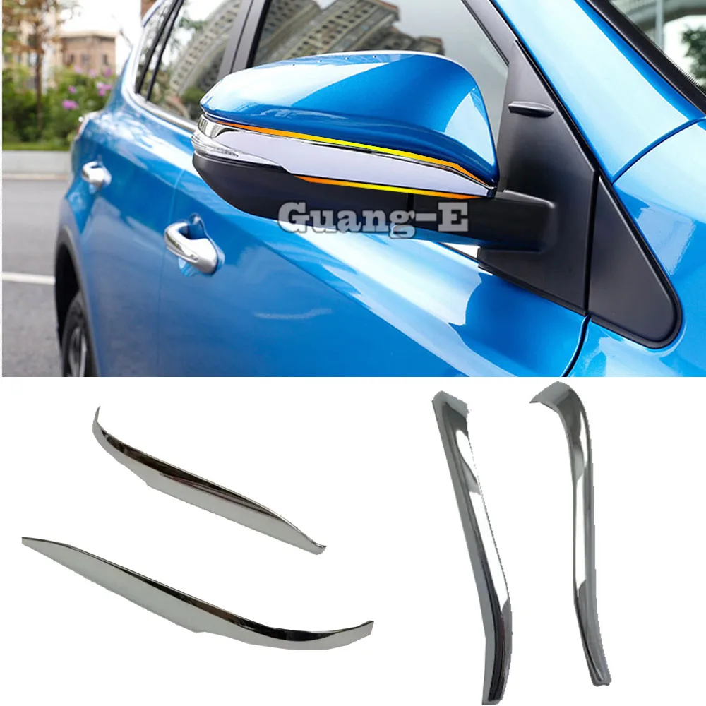 For Toyota RAV4 2014 2015 2016 2017 2018 Body ABS Chrome Back Rear View Rearview Side Mirror Cover Stick Trim Frame Lamp Eyebrow