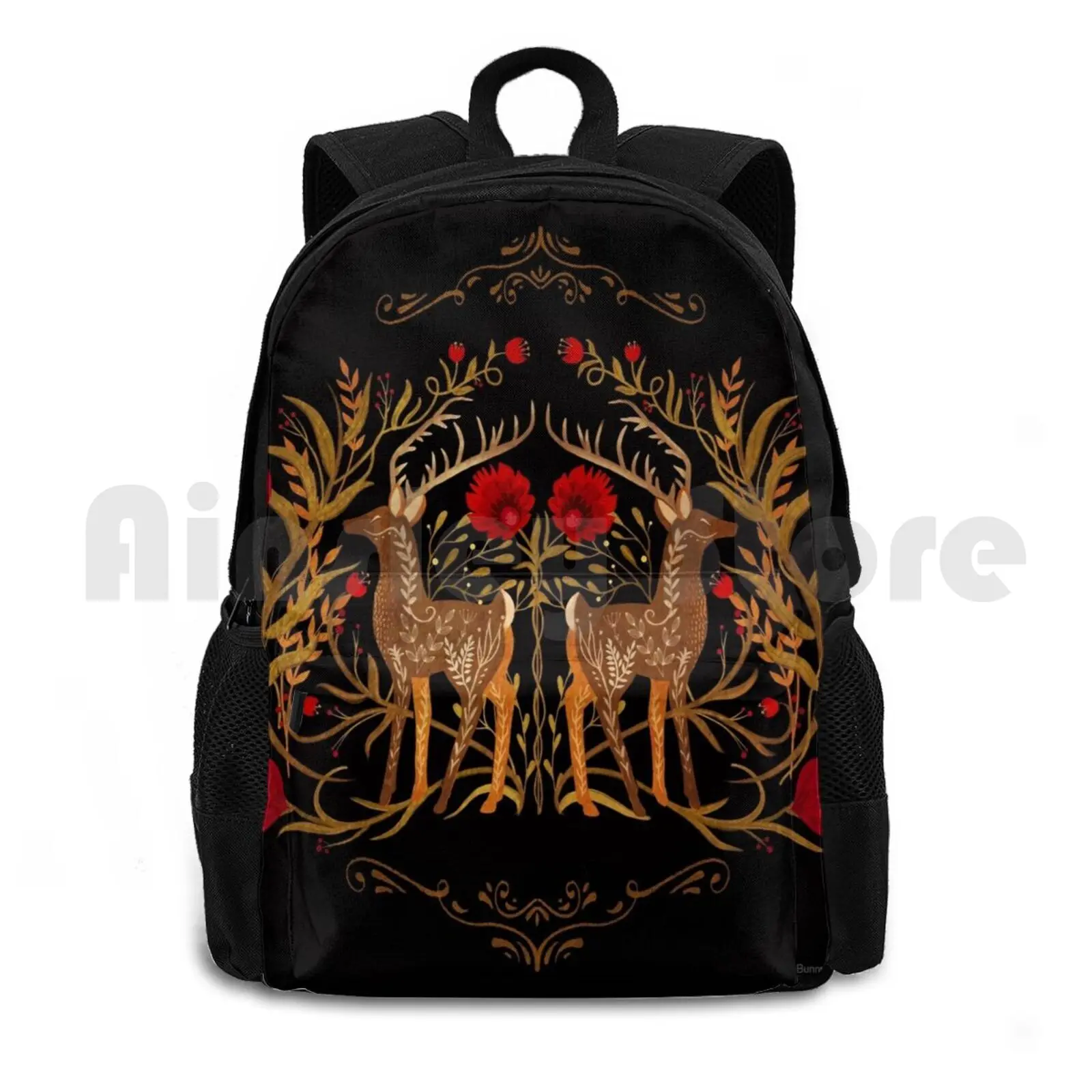 Mochila impermeável para caminhadas ao ar livre, Proteja o portão da floresta escura, Caminhadas, Deer Forest, Rosas, Escandinavo, Camping, Viagem, Dois