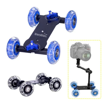 Mobile Rolling Sliding Dolly Stabilizer Skater Slider + 11" Articulating Magic Arm Camera Stand Photography Car Dolly for GoPro 7 6 5 4