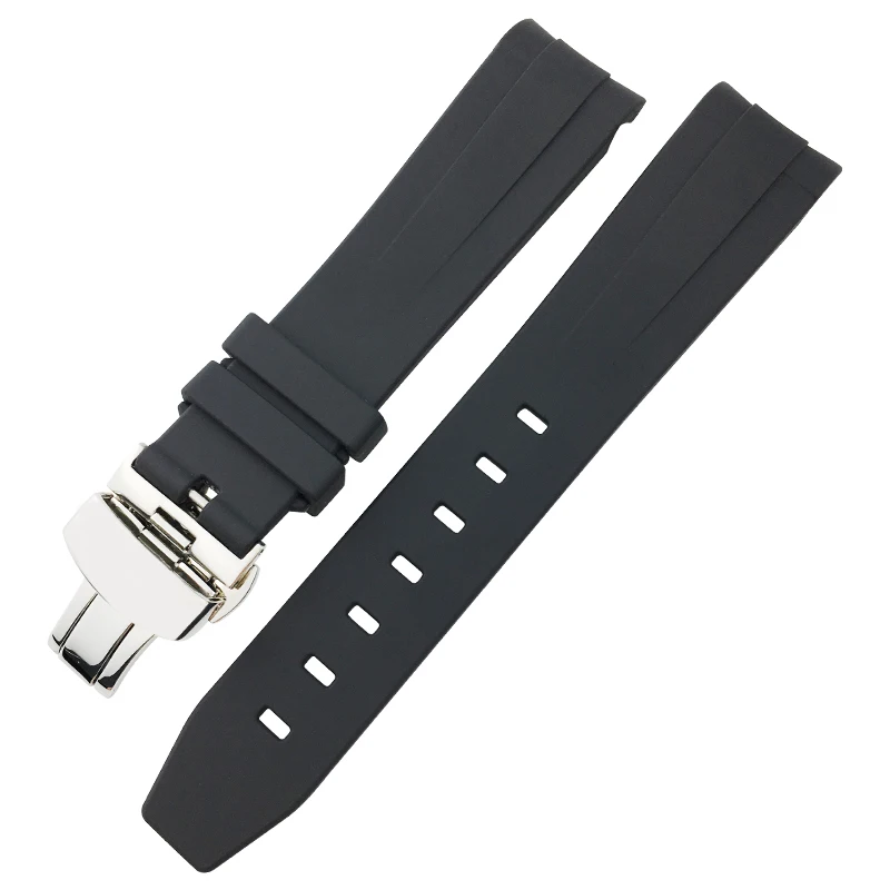 19mm 20mm 21mm rubber silicone watch band Fit for Tissot 1853 le-locle T006 seastar T120 Omega strap seamaster butterfly buckle