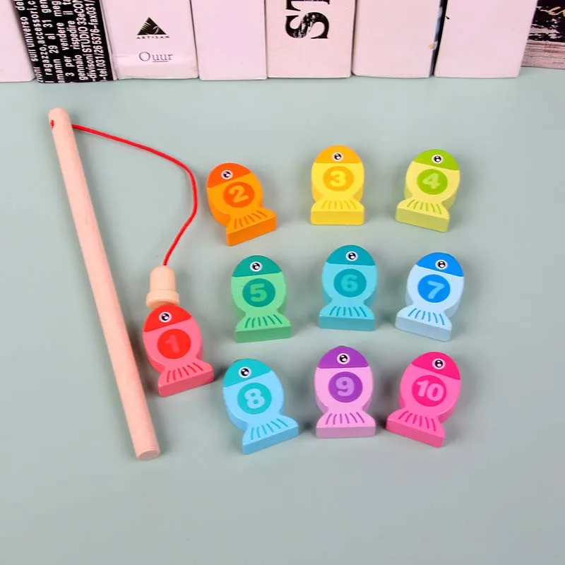 New Letter Number Game Educational Toy Fish Wooden Magnetic Fishing Toy Set Fish Parent-child Exchange interactive toy