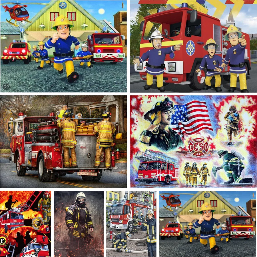 5D DIY Diamond Painting Fire truck and fireman Picture Full Square/Round Diamond mosaic Embroidery Cross Stitch home decor