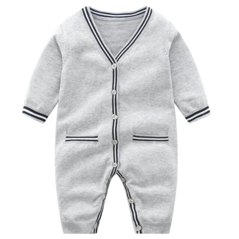 0-3Y Baby Knitting Rompers Overalls Newborn Long Sleeve Jumpsuit Girls Boys Clothes Baby Winter Romper Leisure Jumpsuit Stripe