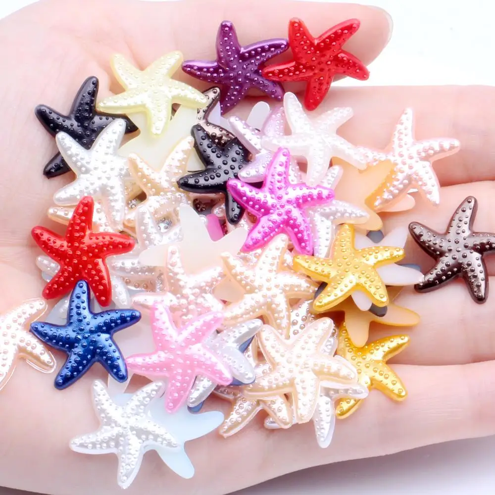 

40pcs 20mm Multicolor Starfish Imitation Pearls Flatback Starfish Beads For Art Scrapbooking Wedding Decoration