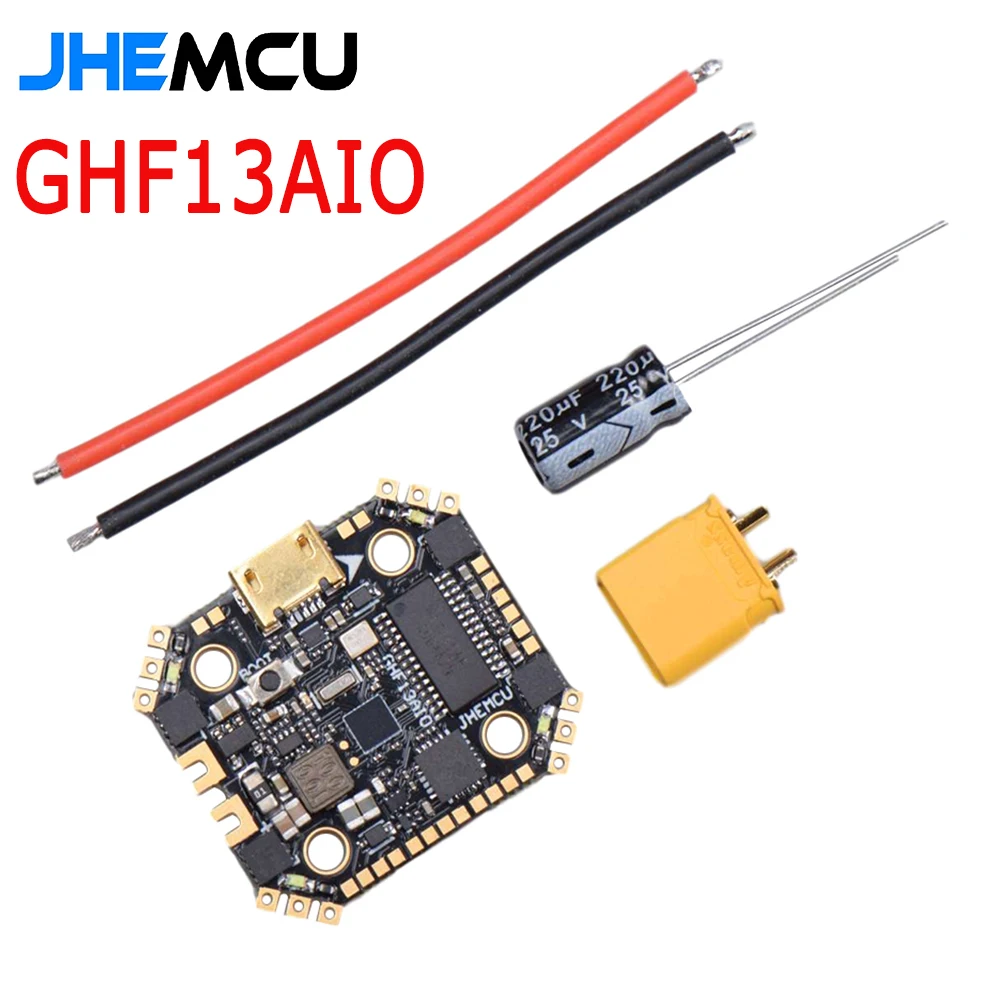 

JHEMCU GHF13AIO F4 OSD Flight Controller Built-in 13A 4in1 ESC 2-4S Lipo 16 * 16mm MPU6000 Betaflight For RC FPV Racing Drone