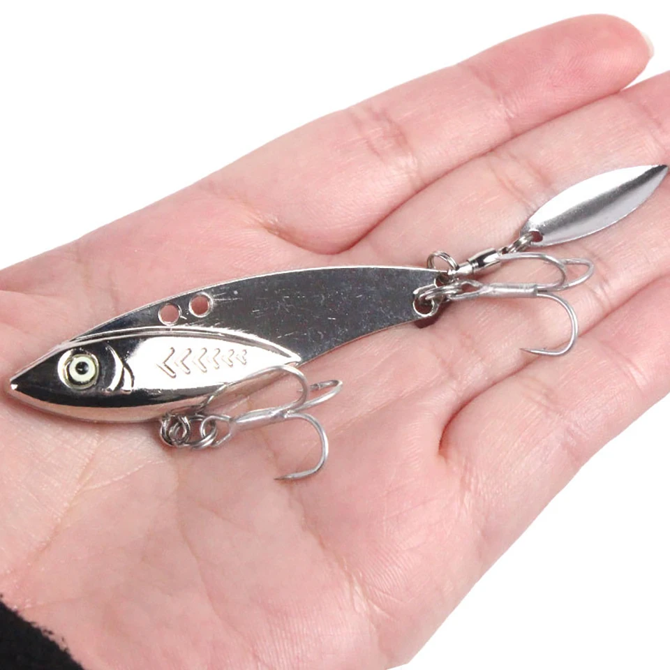 WALK FISH VIB Fishing Lure 5g-30g Rotating Metal Vibration 3D Luminous Eyes Spinner Spoon Bait For  Bass Treble Hook Pesca