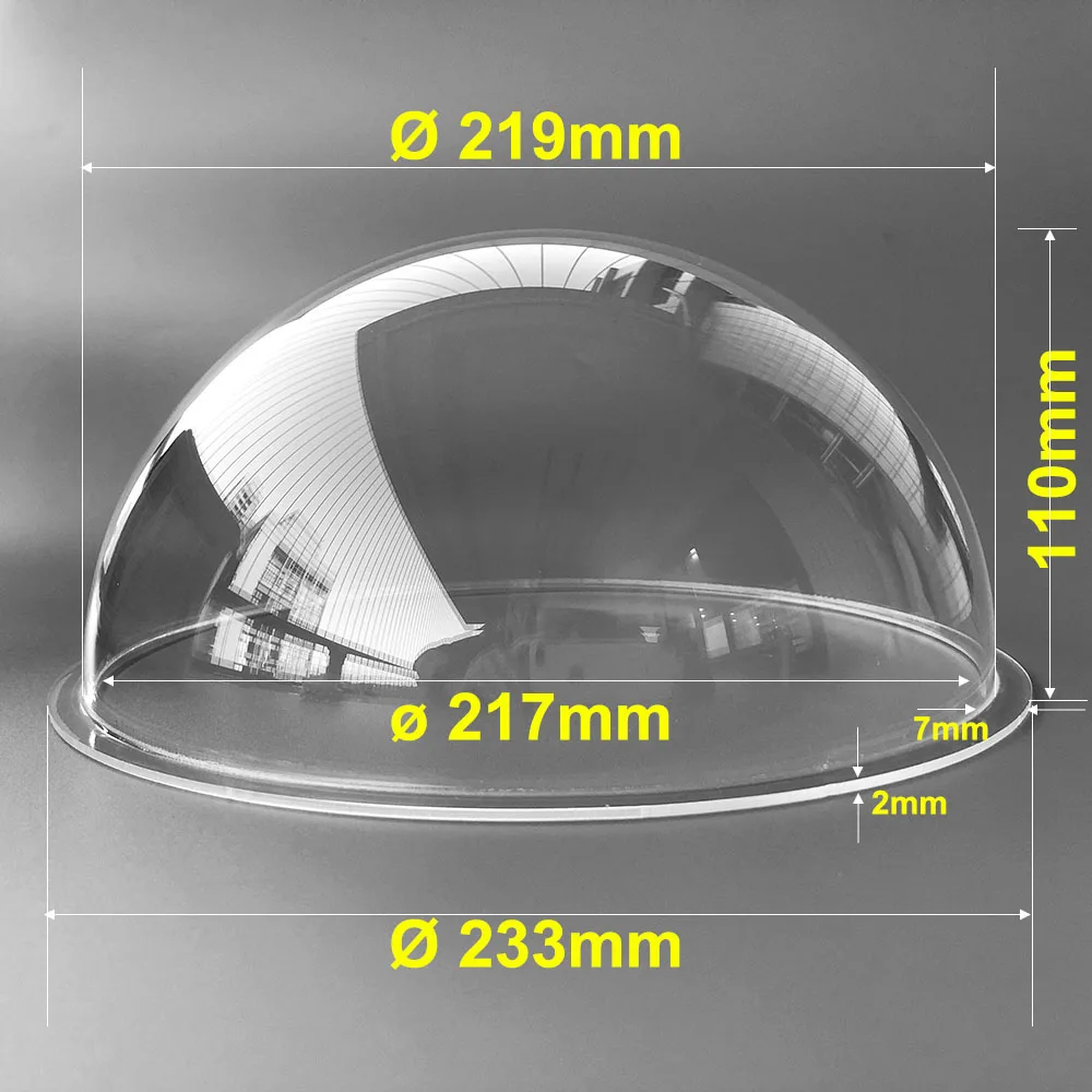 9.17 Inch Acrylic Clear Protective Dome Cover Security CCTV Camera Dome Housing Round Transparent Plexiglass Lens Cap 233x110mm