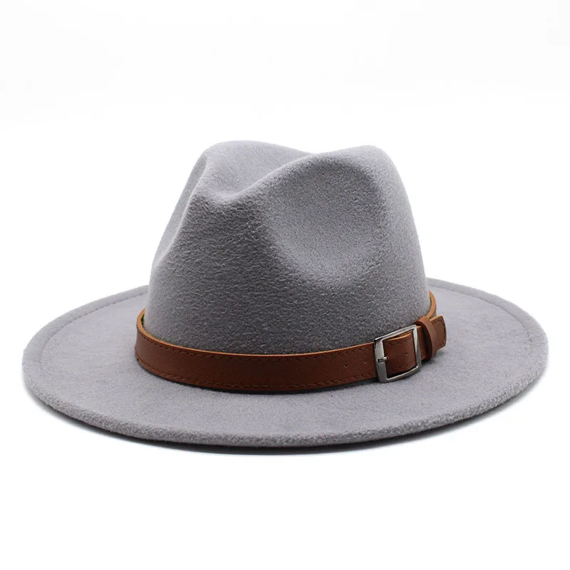 Fedora hat wholesale jazz hip hop hat belt belt accessories autumn and winter unisex fedora hat monochrome Женская шляпа