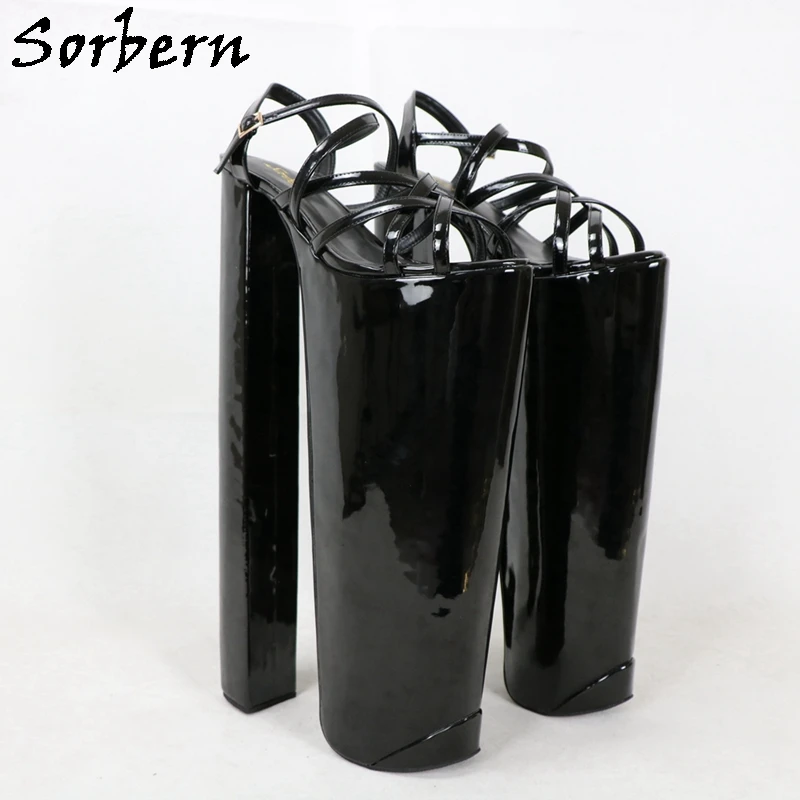 Sorbern 40Cm Block High Heel Sandals Thick Platform Summer Shoes Diy Cosplay Slingback Chunky Heeled Unisex Fetish Shoes Custom