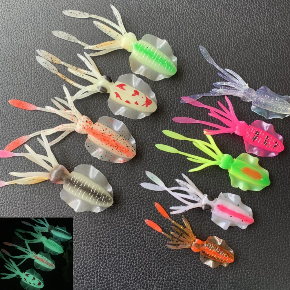 

20PCS 5/8/15g Soft Fishing Bait Wobblers Fish Bionic Artificial Baits Fate Luminous Squid Octopus for Bass Luya Lure Sea Fishing