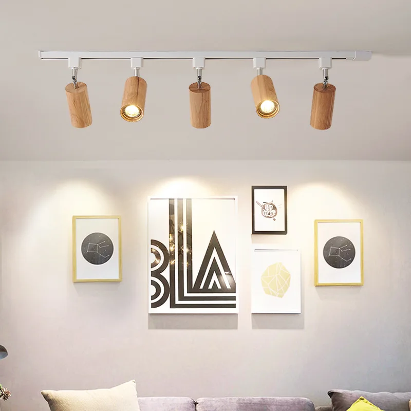 Nordic Log Style LED Ceiling Lights Living Room Lamp Indoor Lighting TV Wall Bedroom Background Wall  Adjustable Angle Spotlight