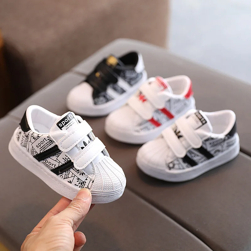 Toddler & Children Shell Shoes Fashion Soft Bottom Baby Boys & Girls Sneakers Sports For Little Kids Eur Size 21-26