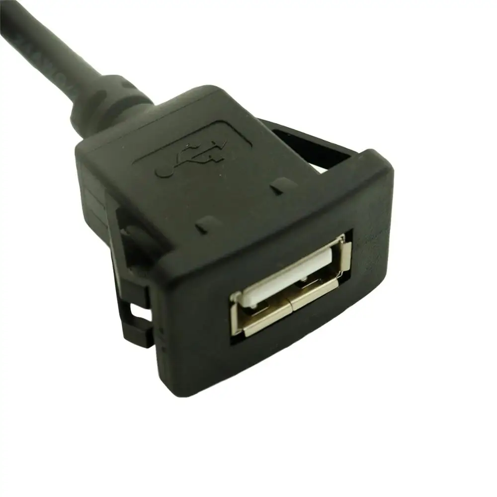 1ชิ้นแผงหน้าปัดรถยนต์ฟลัชเมาท์ USB 2.0ซ็อกเก็ตต่อแผงตะกั่วสายสายต่อ1เมตร