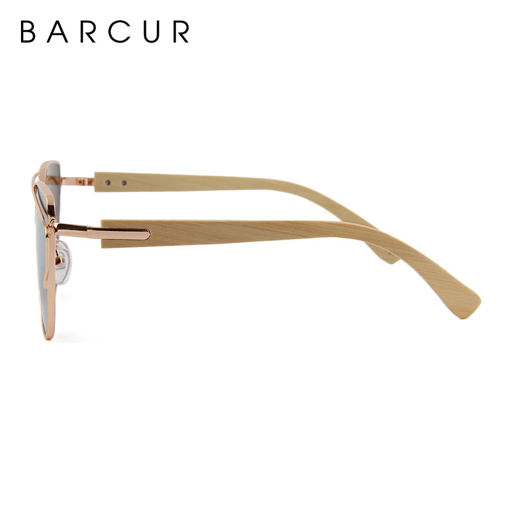 BARCUR Bamboo Cat Eye occhiali da sole montatura in metallo polarizzato occhiali in legno Lady Luxury Fashion Sun Shades con scatola gratuita