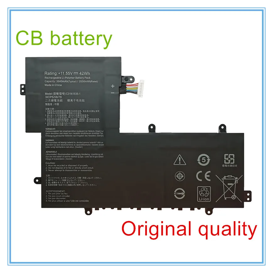 

Original quality C31N1836 Battery 3ICP5/58/78 for Chromebook C204MA-BU0030 C204MA-GJ0080 C204MA-YS02-GR 11.55V 42Wh