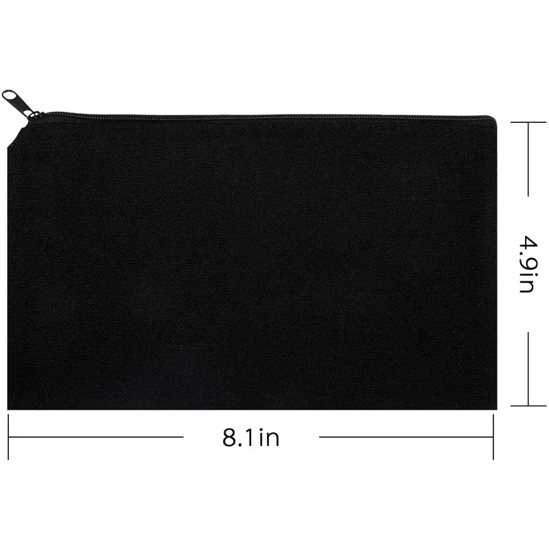 2pcs Black DIY Craft Bag Cotton Canvas Jewelry Case Invoice Bill  Makeup Bag Multipurpose Travel Pouch with Black Zipper