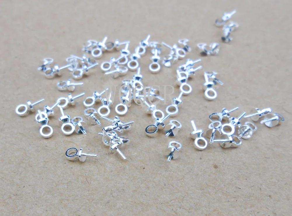 

Wholesale 500PCS DIY Jewelry Findings 925 Sterling Silver colorBail Connectors Pendant Beads Cap For Pearl,Crystal Bead