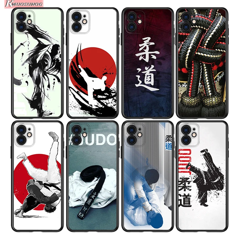 

Japan Judo For Apple iPhone 15 14 13 12 11 Pro Max Mini XS X XR 7 8 6 Plus 5S Silicone Black Phone Case