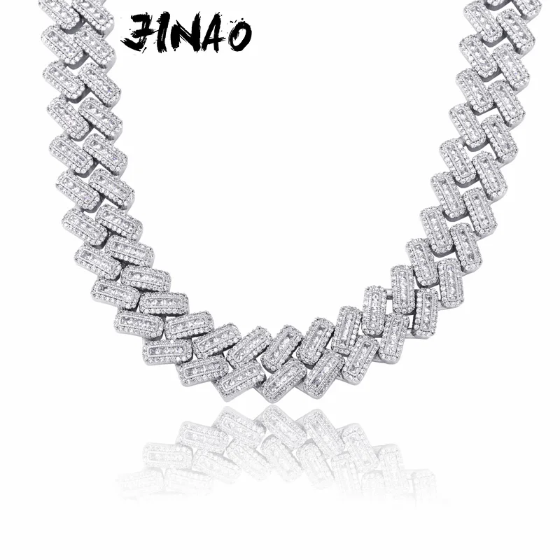 

JINAO 20mm Miami Square Buckle Cuban Necklace Ice Out AAA CZ Zircon Chain Hip Hop Jewelry Men's Necklace Gift