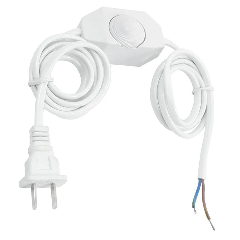 White Lamp Power Cord w Dimmer Switch AC 250V/110V US Plug