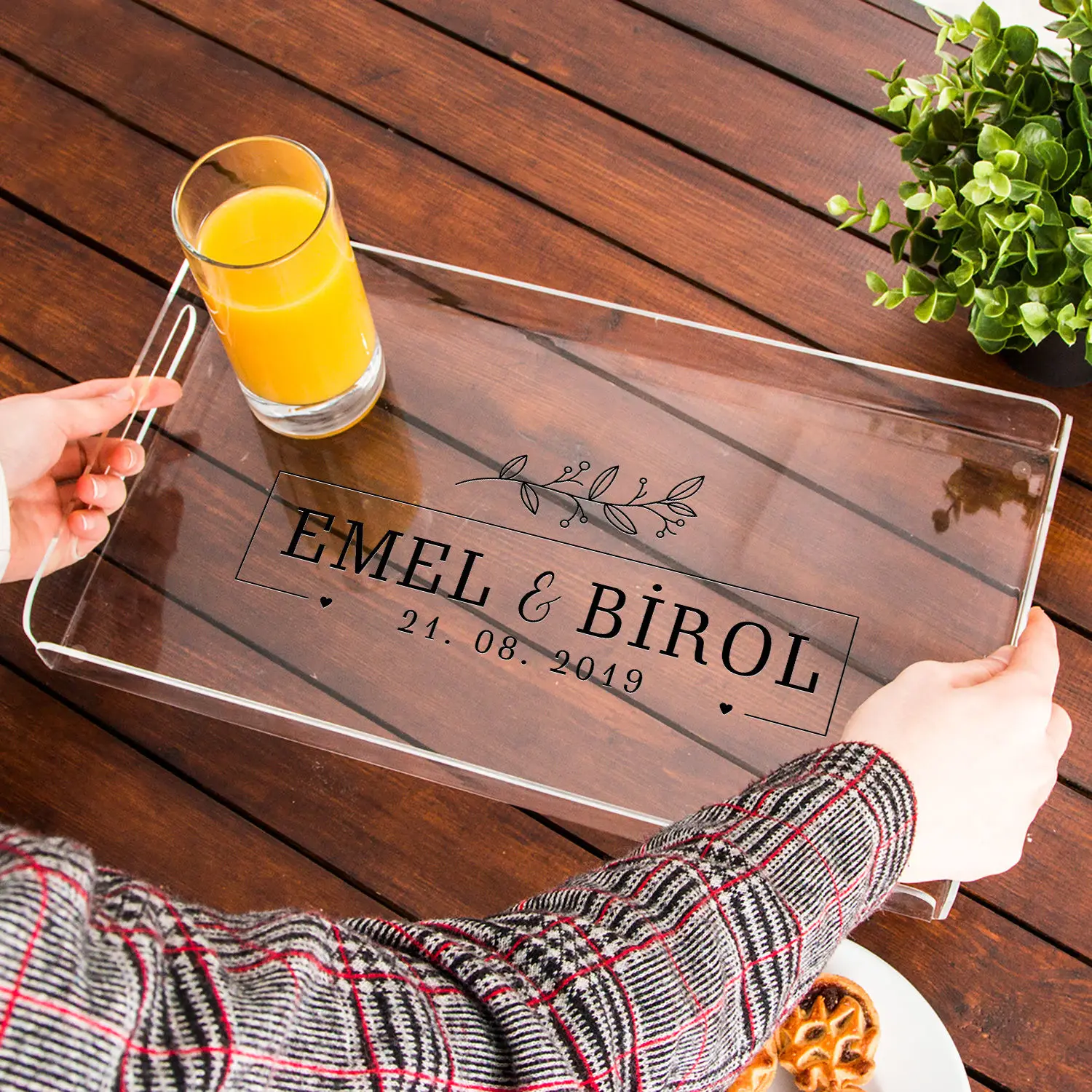 DOLBOVI New Married Double Personalized Home Gift Acrylic tray tray поднос plateau de service