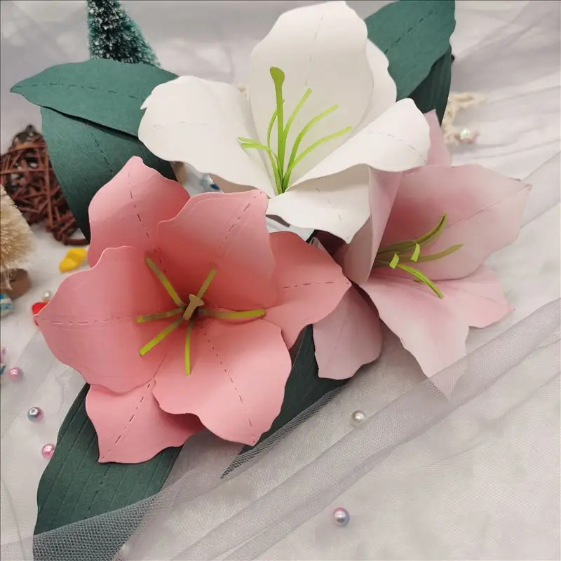 lily flower  greeting card Metal Cutting Dies Scrapbooking For Card Making DIY Embossing Cuts New Craft Pattern Photo Frame Cove