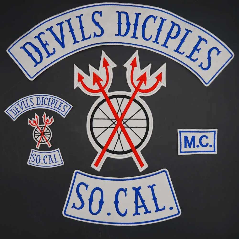 Large Devils Diciples Socal MC Embroidery Patch Badge with Iron on Backing For Clothing Hat Bags