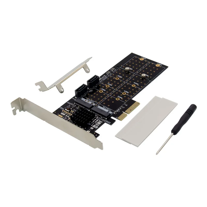 PCIE X4 To Dual M.2 KEY B NGFF SATA 3.0 Port RAID Conversion NVMe SSD Riser Expansion Card Chip 88SE9230 PCI-E To 2 M2 SATA Port