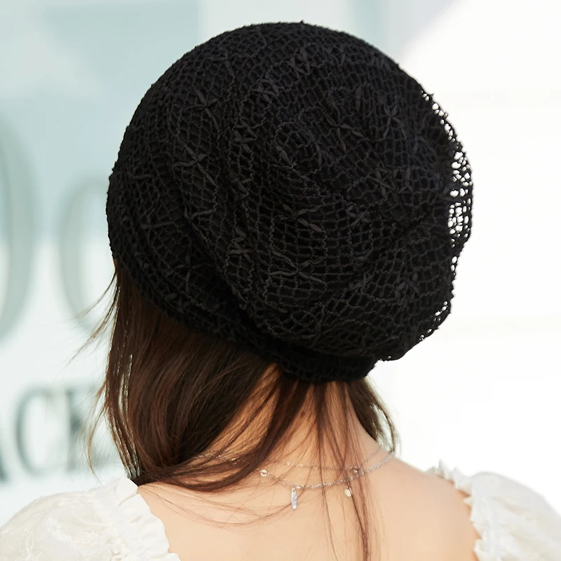 Autumn winter Ponytail Beanie hat Women Stretch Knitted Crochet Beanies cap Winter Hats Cap  For Women Warm Lady