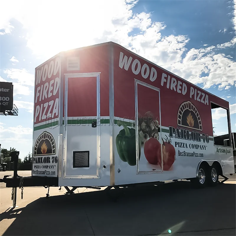 Allbetter Mobile Food Truck Pizza Hot Dog Cart Customized Size Food Bus Kitchen Restaurant Outdoor Pizza Food Trailer with Porch