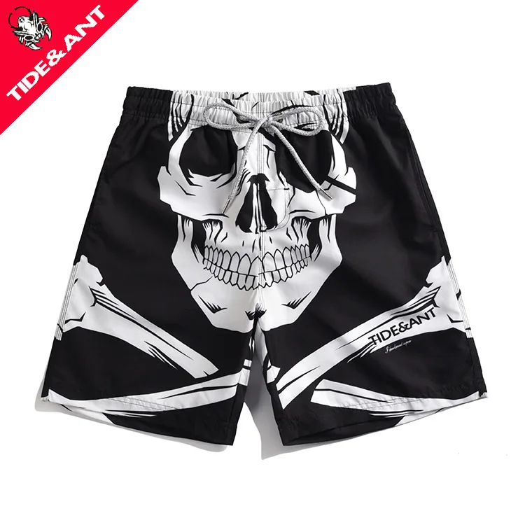 3D Skull Swim Shorts Mens Surfing Beach Shorts Swimming Trunks Men Boardwear Quick Dry Bermuda Surf Swimwear Sports Running Suit