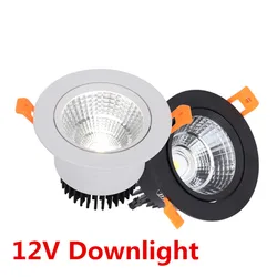 LED downlight COB wpuszczone 5W 7W 9W 12W AC/DC12V sterownik reflektor LED okrągła lampa dekoracja LED sufitowe Panel lampy światła