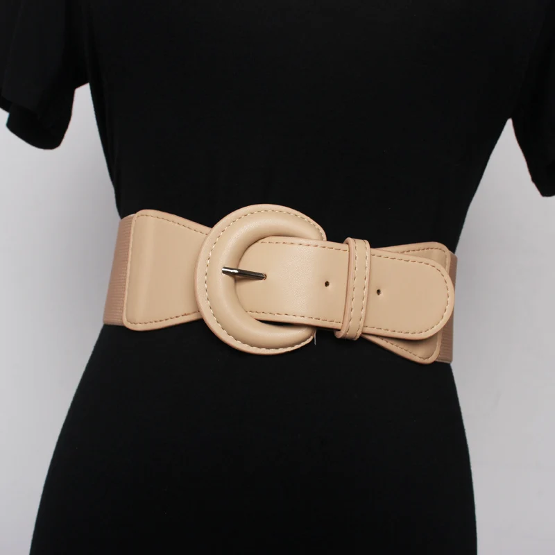 Waist sealing  Women Decoration Fashion All around Coat Skirt Sweater Elastic Waistband Closure Waist Wide Belt Round pin buckle