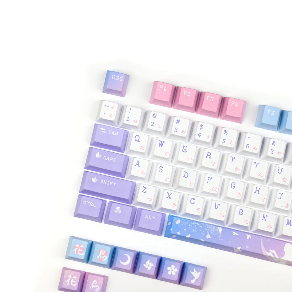 Imagem -02 - Chaves Cherry Perfil Keycap 1.75u 2u Shift Dye-subbed Rainbow Keycaps Magical Girl Estilo Japonês para Teclado Mecânico Pbt126