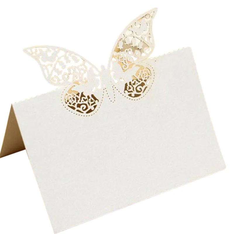 50pcs Butterfly Laser Cut Table Name Place Cards Lace Name Message Setting Card Seat Wedding Birthday Party Favor Table Decor