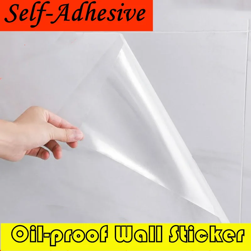 Kitchen Supplies Self Adhesive Oil Proof Wall Sticker Clear Glossy Transparent Wallpaper Removable Cupboard Splash Protector