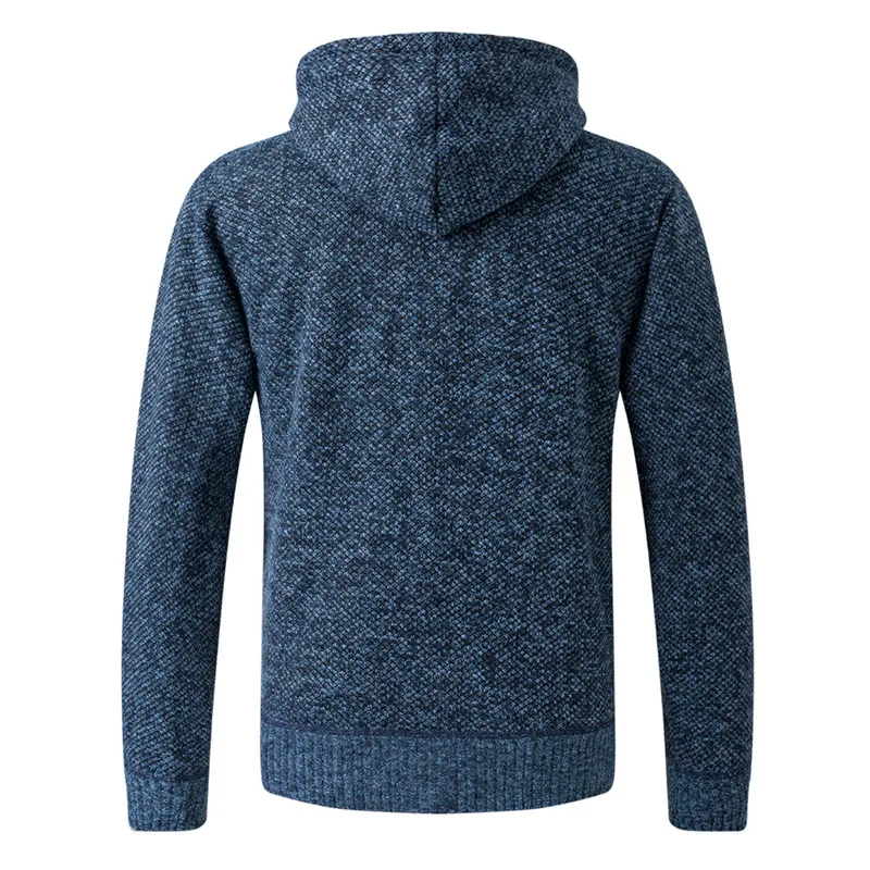2026 Knitted Cardigan Mens Hooded Collar Fleece Warm Sweaters Coat Men Coat Hoodies Jacket Thick Full  Solid Cardigan Male Coats
