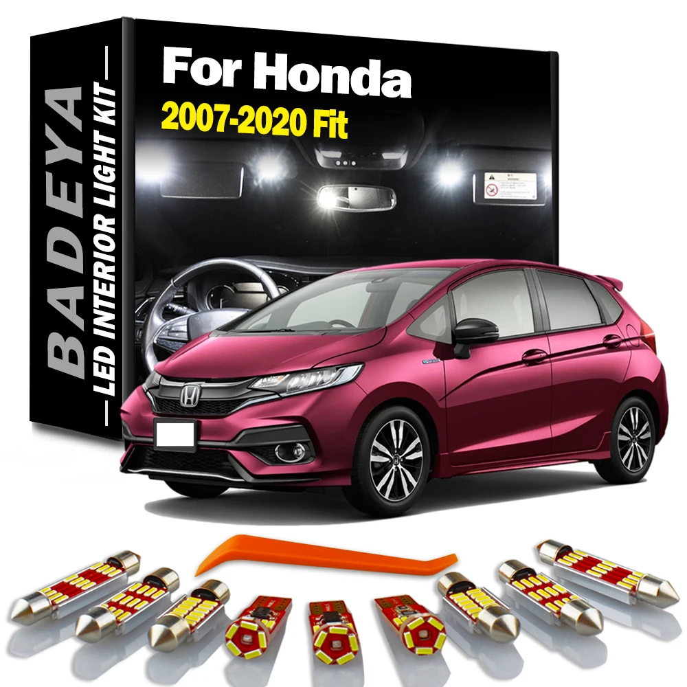 BADEYA Canbus akcesoria samochodowe wolne od błędów zestaw oświetlenia wnętrza LED dla 2007-2019 2020 Honda Fit mapa czytanie Dome lampka tablicy rejestracyjnej