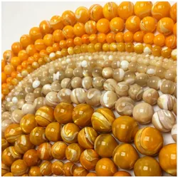 Natural Brown Yellow Trochus Sea Shell Round Loose Beads 2 3 4 5 6 7 8 9 10 12 14 MM Pick Size for Jewelry Making