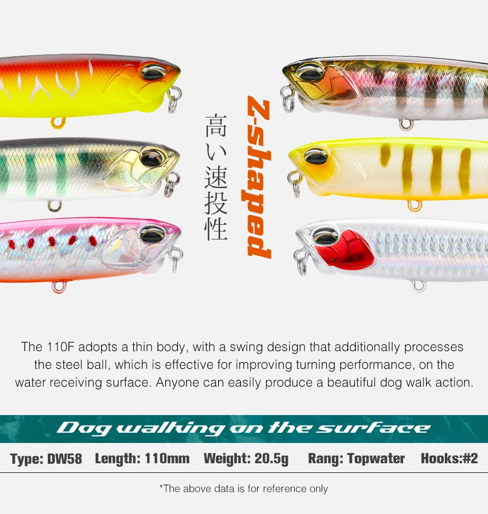 TSURINOYA 110F Topwater Bleistift Angeln Locken DW58 110mm 20,5g Künstliche Schwimm Harte Köder Pike Bass Stickbait – Detail 5