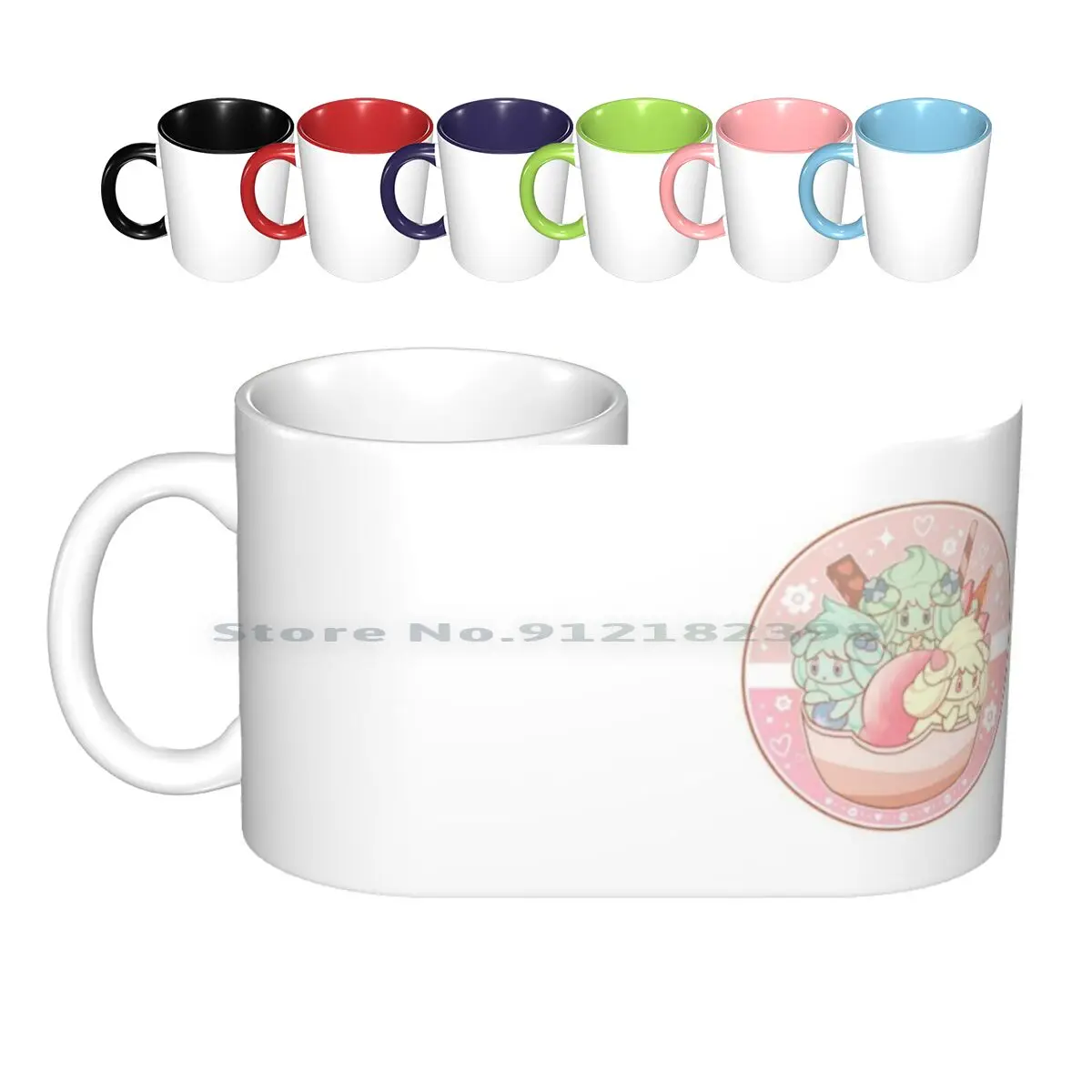 Creamy Sundae Ceramic Mugs Coffee Cups Milk Tea Mug Alcremie Sword And Shield Cute Kawaii Anime Pokeball Ice Cream Food Cute