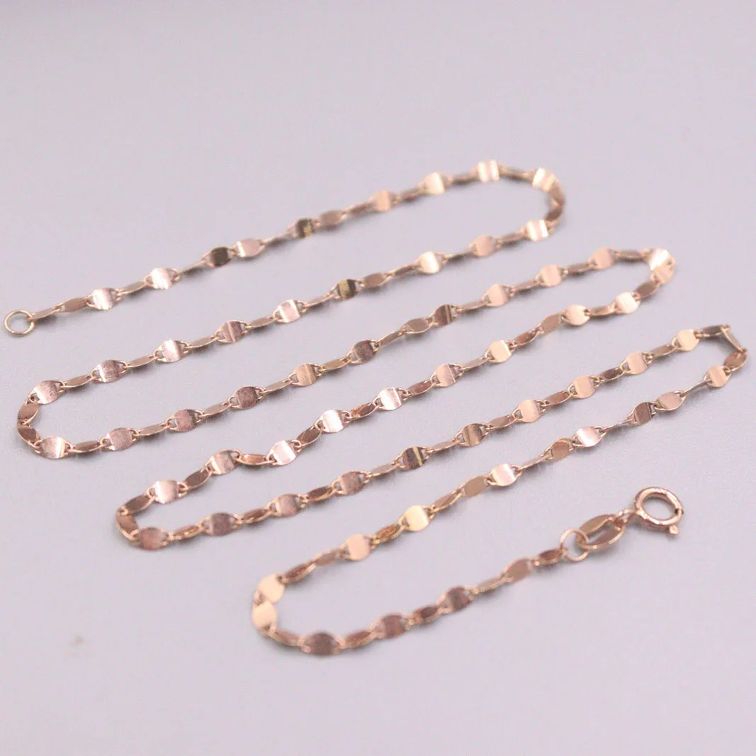 

Fine Pure Au750 18k Rose Gold Chain 2mmW Women Tile Link Necklace 18inch 1.9-2.1g