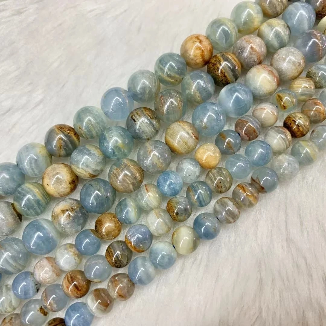 Blue Argentina Calcite Stone Natural Gemstone DIY Loose Beads For Jewelry Making Strand 15 \